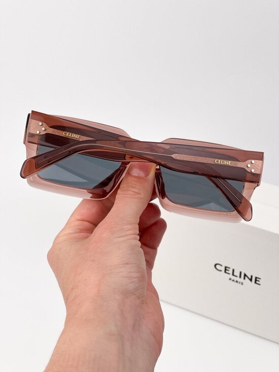 Celine CL40280U 74V “3 Dots” Rectangle Sunglasses – Dusty Pink Crystal / Blue main image 11